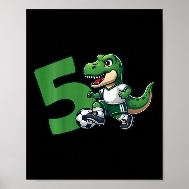 Póster Dinosaur 5 Years Soccer 5th Birthday  (Frente)
