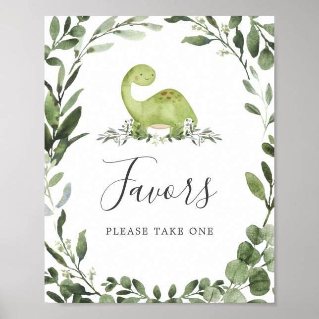 Póster Dinosaur Baby Shower favorece el Rótulo (Frente)