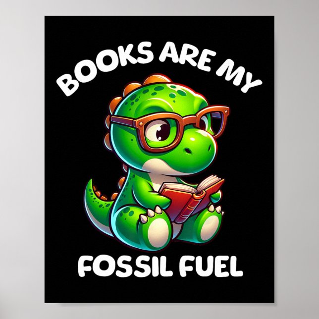 Póster Dinosaur Back To School Reading Books Funny Quote  (Frente)
