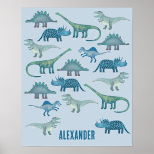 Póster Dinosaur Blue Personalizado