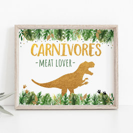 Póster Dinosaur Carnivores Rótulo de alimentos para el cu