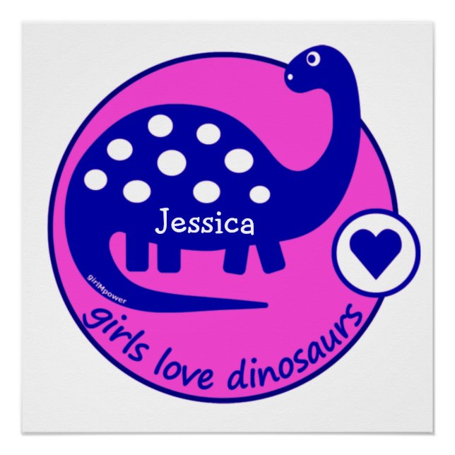 PÓSTER DINOSAUR CHICA DE GIRLMPOWER BOLD PINK PERSONALIZA (Anverso)