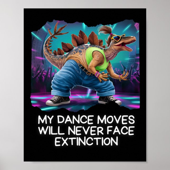 Póster Dinosaur Dance Funny Dancing Dino  (Frente)