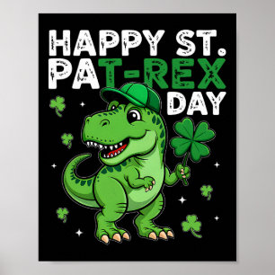 Póster Dinosaur Día de San Patricio Afortunado Shamrock N