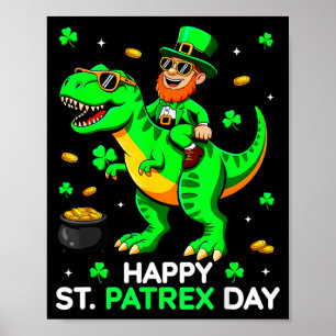Póster Dinosaur día de san patricio duende día de san pat