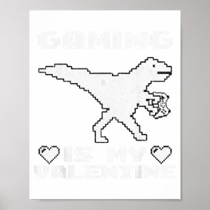 Póster Dinosaur jugando videojuegos Divertido juego para
