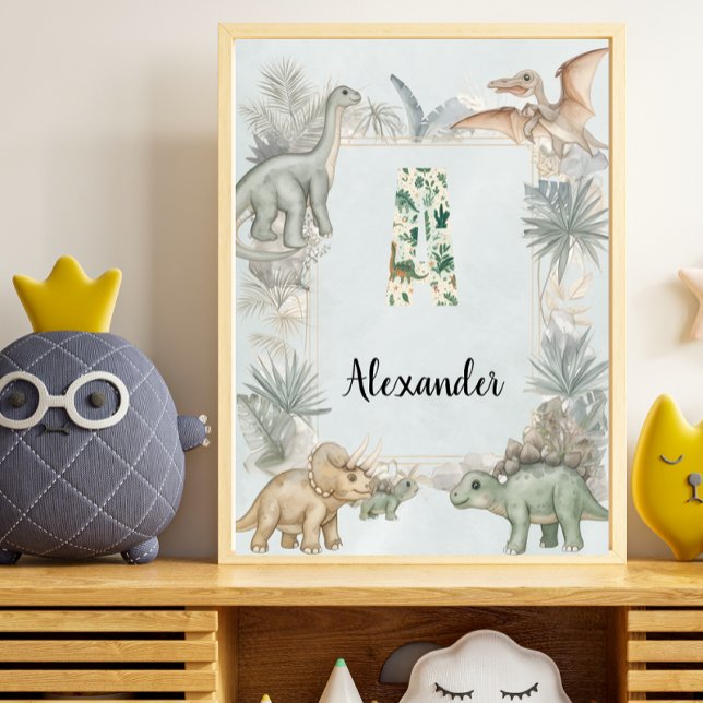 Póster Dinosaur Personalized Name Monogram A Nursery (Subido por el creador)