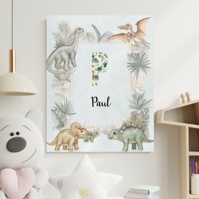 Póster Dinosaur Personalized Name Monogram P Nursery (Subido por el creador)