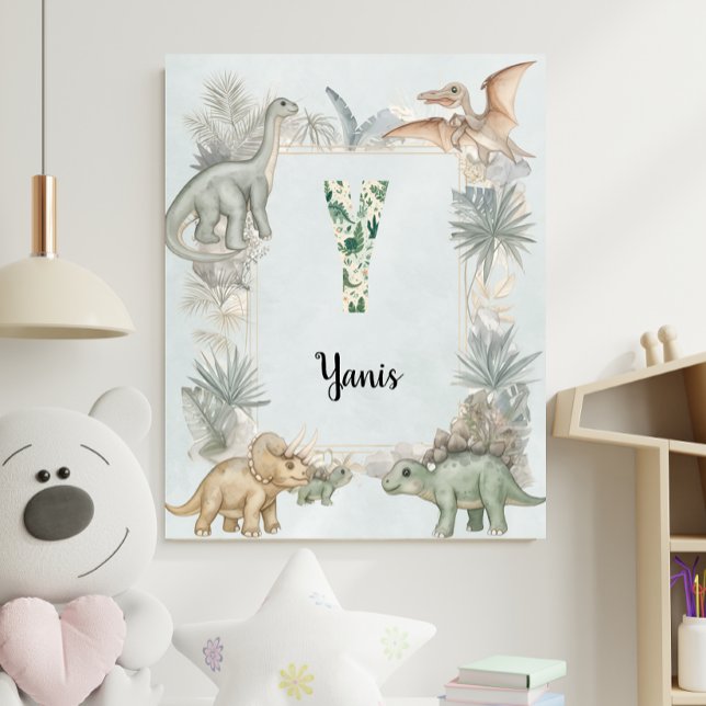 Póster Dinosaur Personalized Name Monogram Y Nursery (Subido por el creador)