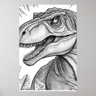 Póster Dinosaur Picture Black + White Wall Poster