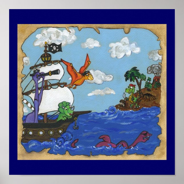 Póster Dinosaur Pirate Ship (Frente)