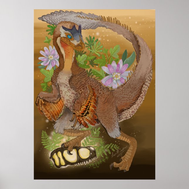 Póster Dinosaur Raptor Jungle Art (Frente)