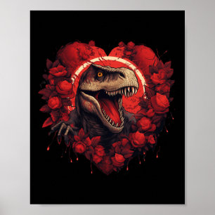 Póster Dinosaur San Valentín para hombres y mujeres Dino