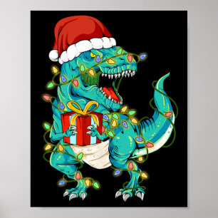 Póster Dinosaur Santa para niños Chicas de Navidad