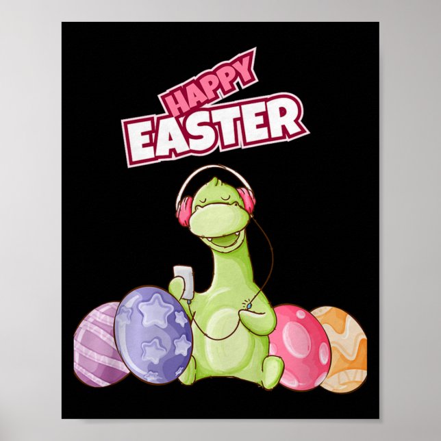 Póster Dinosaur Say Happy Easter Premium Tri-blend  (Frente)