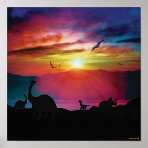 Póster Dinosaur Sunset