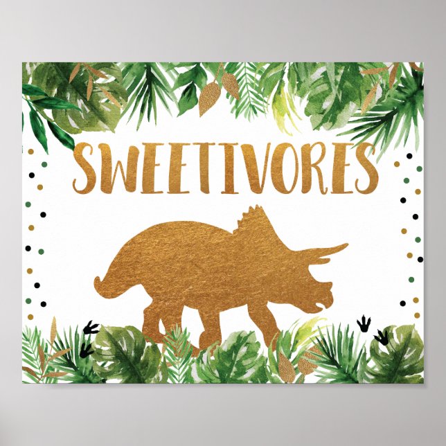 Póster Dinosaur Sweetivores Rótulo Mesa de Comida de Cump (Frente)