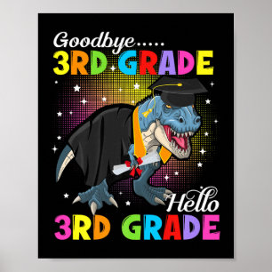 Póster Dinosaur T Rex Adiós 3º Grado Hola 4º Grado G
