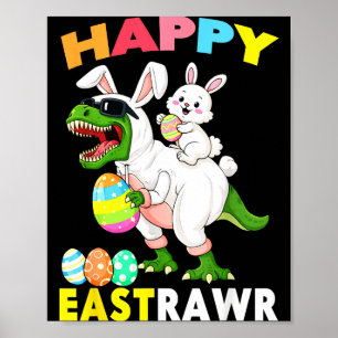 Póster Dinosaur T-rex Bunny Día de Pascua Feliz Pascua Pa