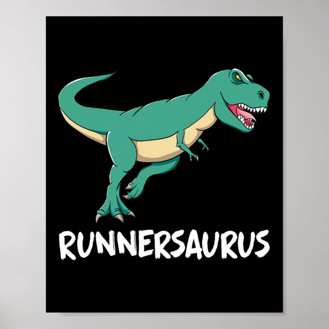 Póster Dinosaur T-rex Dino Funny Exercise Cardio Running  (Frente)