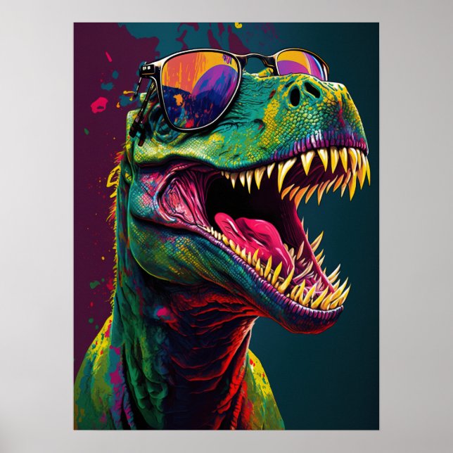 Póster Dinosaur T Rex Guay Blue Green JurassiPoster (Frente)