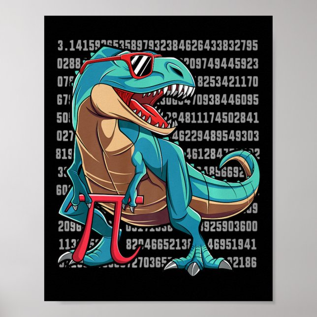 Póster Dinosaur T Rex Happy Pi Day Funny Math Nerd Gift P (Frente)