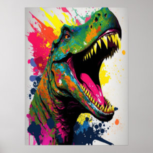 Póster Dinosaur T Rex White Poster