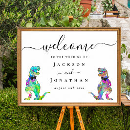 Póster Dinosaur Theme Gay Wedding Welcome