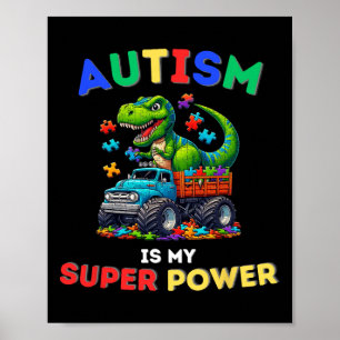 Póster Dinosaur Trex El Autismo Es Mi Superpoder Concienc