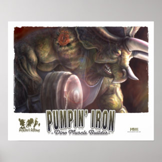 Póster Dinosaur Weightlifter