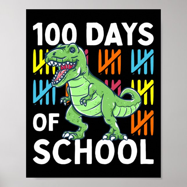 Póster Dinosaurio 100 días de escuela Dino (Frente)