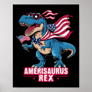 Póster Dinosaurio 4 De Julio Hombres Mujeres Chicas Ameri