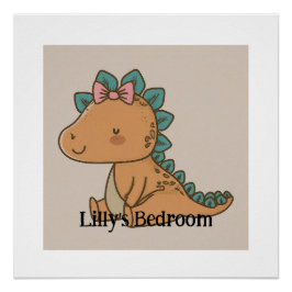 Póster Dinosaurio Adorable Niña - Diseño Cuaderno Dino
