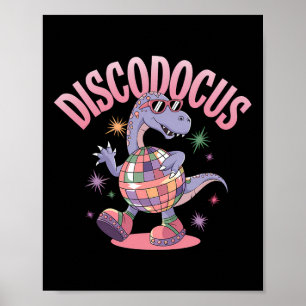Póster Dinosaurio Bailando Disco Diplodocus Dino Divertid