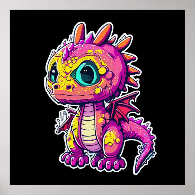 Póster Dinosaurio bebé adorable | Alegría Jurásica (Frente)
