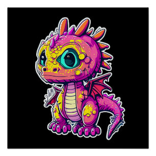Póster Dinosaurio bebé adorable Alegría Jurásica