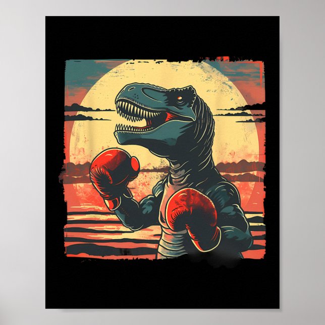 Póster Dinosaurio Boxeador Boxeo Dinosaurio Kickboxing T- (Frente)