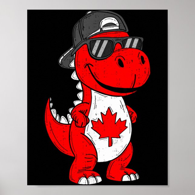 Póster dinosaurio canadiense trex hoja de arce canada niñ (Frente)
