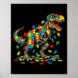 Póster Dinosaurio de conciencia sobre el autismo rompecab