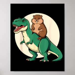 Póster Dinosaurio de marmota T-rex Humor Divertido Animal