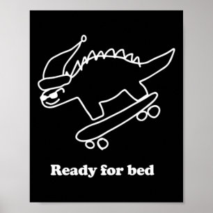 Póster Dinosaurio De Monopatín Listo Para La Cama 