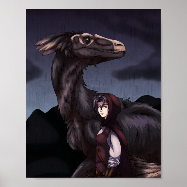 Póster Dinosaurio de Rainy Day (Frente)