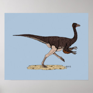 Póster Dinosaurio del Cretácico Ornithomimus