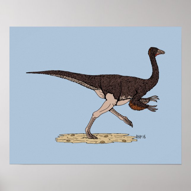 Póster Dinosaurio del Cretácico Ornithomimus (Frente)