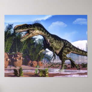 Póster Dinosaurio del Monolophosaurus - 3D rinden