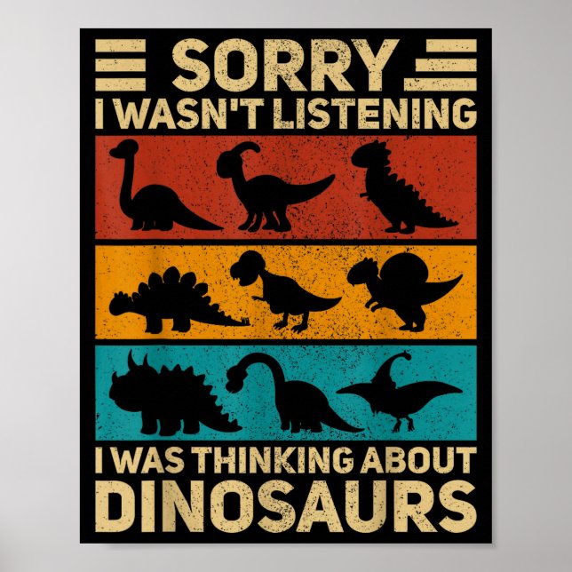 Póster Dinosaurio Divertido Ropa de Dinosaurio Vintage Ti (Frente)