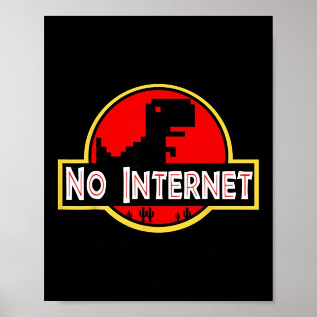Póster Dinosaurio Divertido Tonto Sin Internet Ciencias d (Frente)