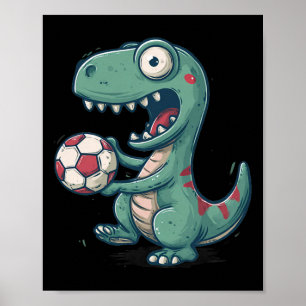 Póster Dinosaurio Emocionante Fútbol Para Juric y Amante