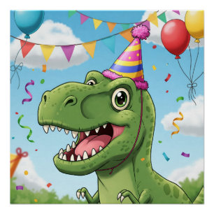 Póster Dinosaurio en cumpleaños