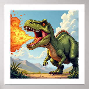 Póster Dinosaurio enojado
